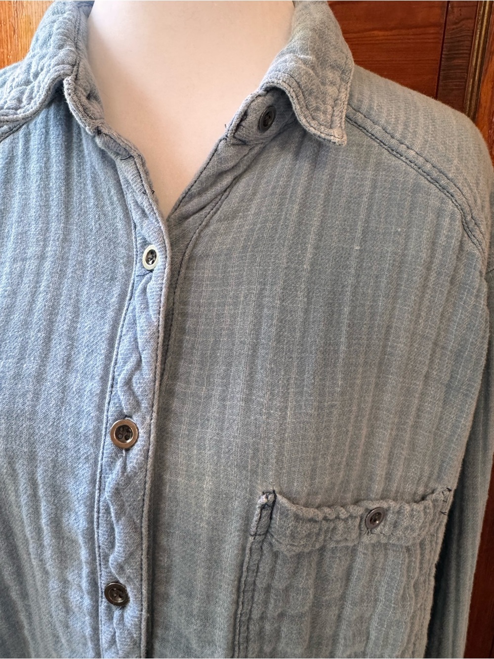 Free People Soft Chambray Gauze Top